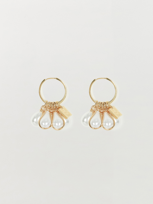 TEAF Pearl Ring Earrings - Gold/Ivory