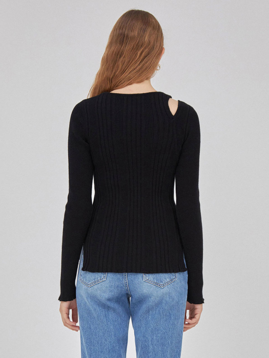 Shoulder Cut-Out Knit in Black VK1AP150-10