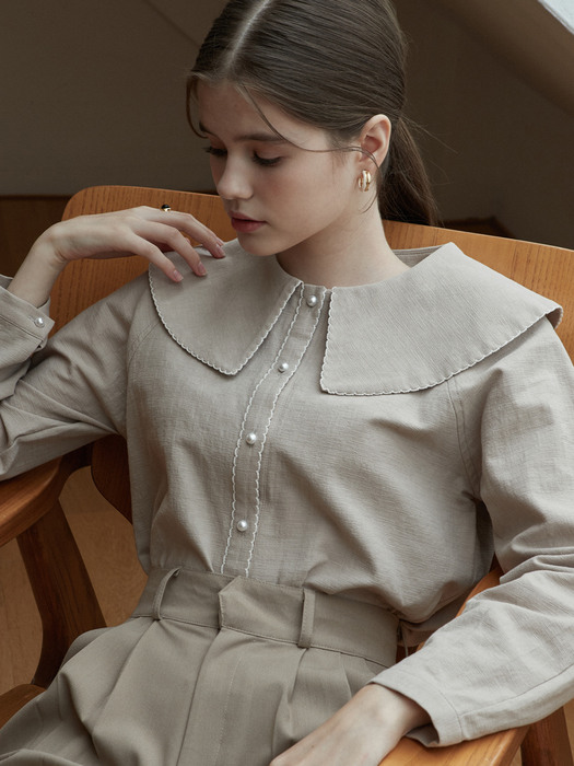 j800 wave stitched blouse (grey)