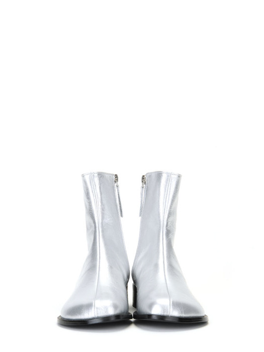 Flat Ankle Boots (Silver)