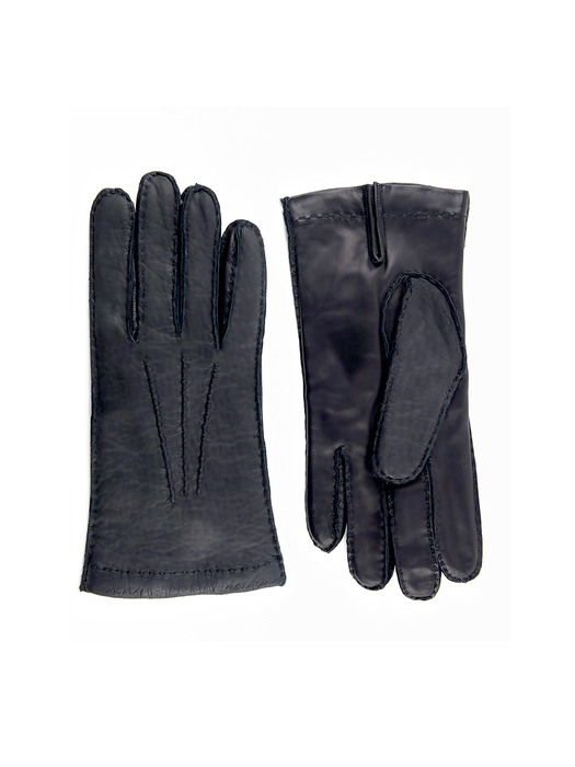 Peccary Leather Gloves For Men_Navy