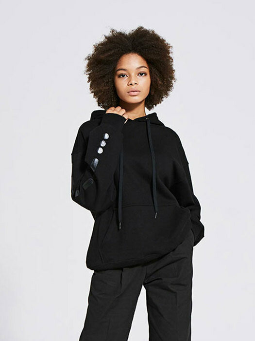 sleeve print hoodie_black