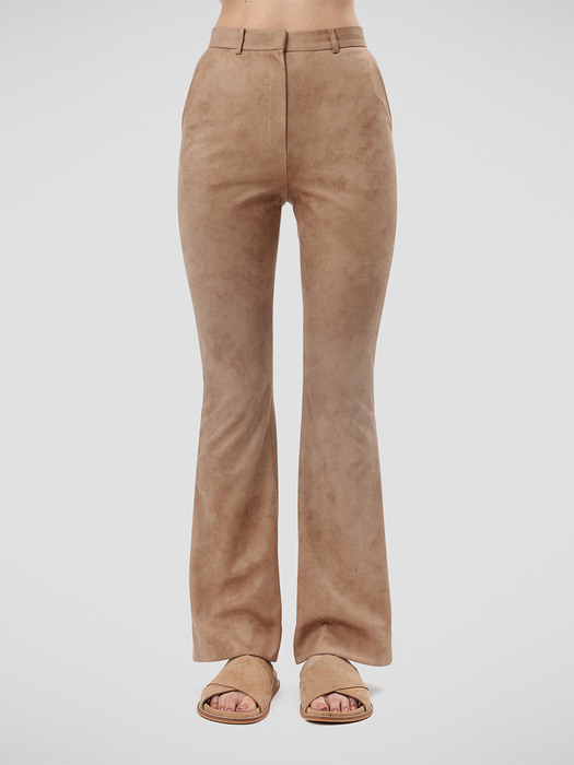 SUEDE FLARED TROUSERS (CAMEL)