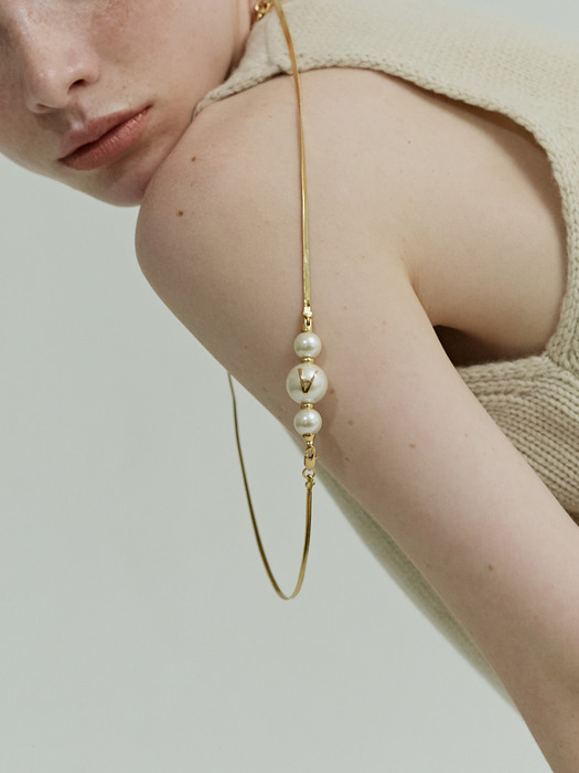 3 Pearls Long Necklace_Gold