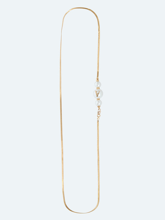 3 Pearls Long Necklace_Gold