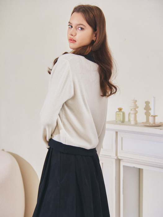 FLAT COLLAR KNIT CARDIGAN_IVORY