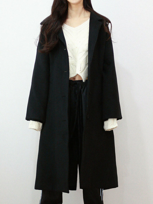 Roton round collar wool single long coat