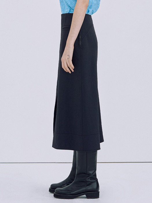 Round Pocket Skirt_Dark Navy