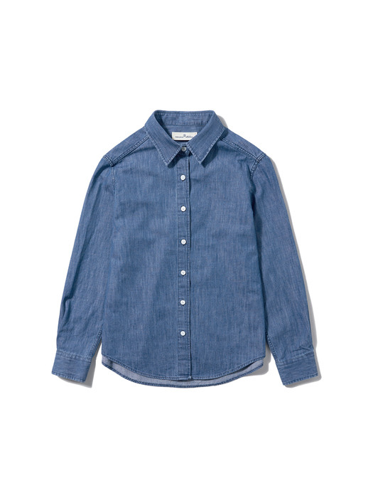 A3404 Classic denim shirts_Medium blue