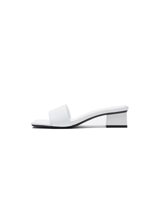 ULE Square-Toe Heeled Sandals - White