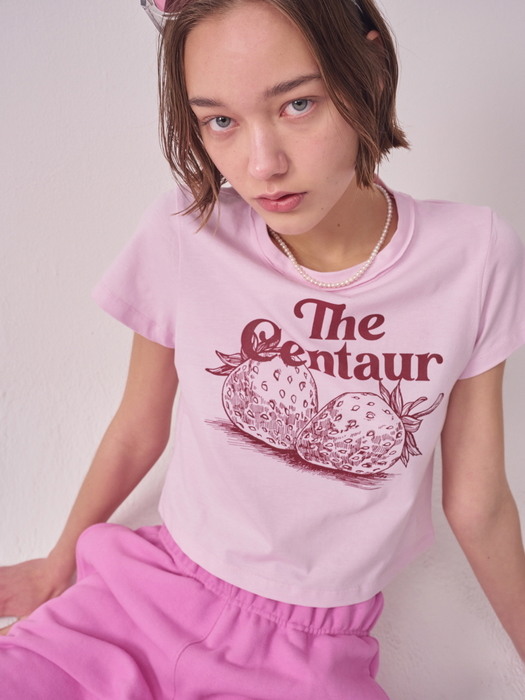 [TC22SSTOP16PK] STRAWBERRY CROPPED TSHIRT [PINK]