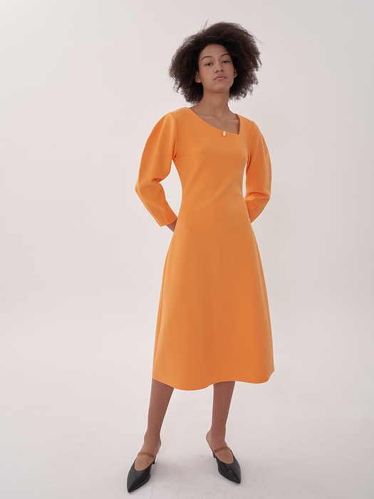 signature v-neck dress_orange