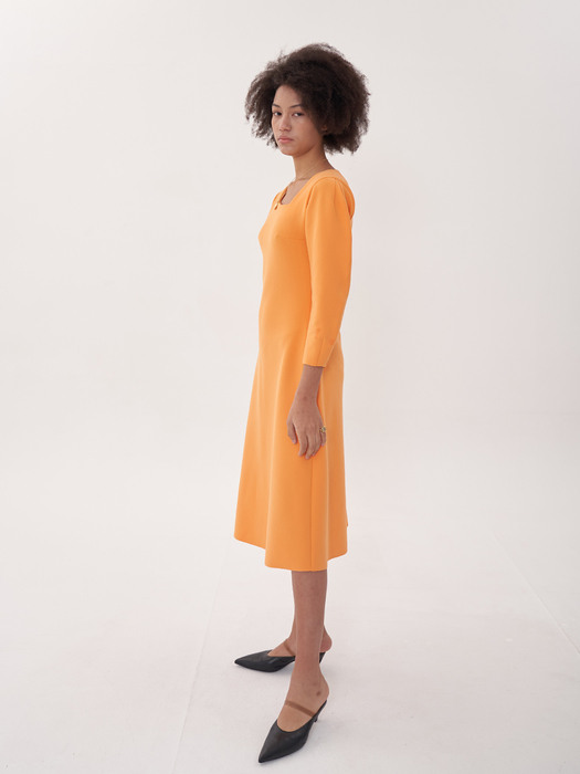 signature v-neck dress_orange