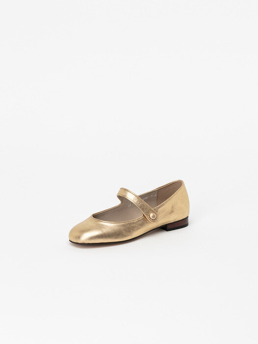 Amina Maryjane Flat Shoes in Yellow Gold