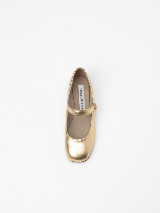 Amina Maryjane Flat Shoes in Yellow Gold