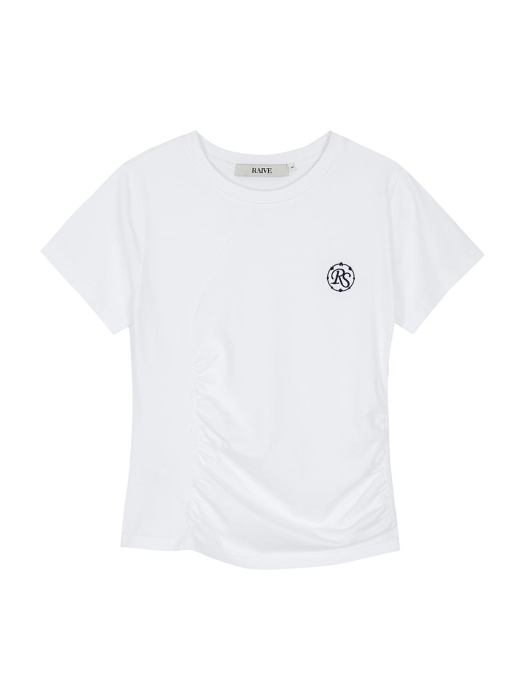 Shirred Logo T-shirt in White VW2ME128-01