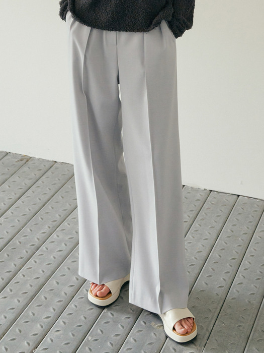 114 wide pintuck pants (light gray)