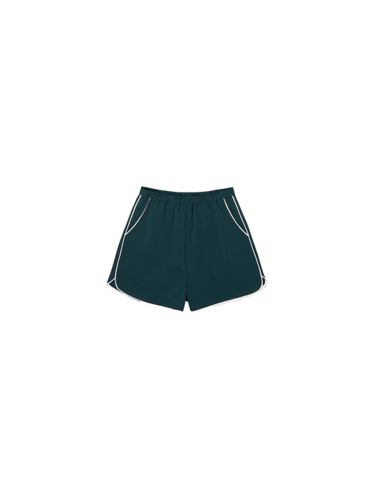 SIPT7044 color line summer banding pants_Deep green