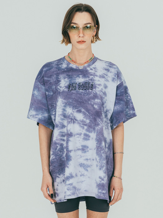 Tie Dye Logo Printing T-shirt (purple grey)