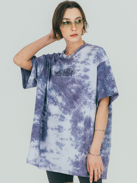 Tie Dye Logo Printing T-shirt (purple grey)