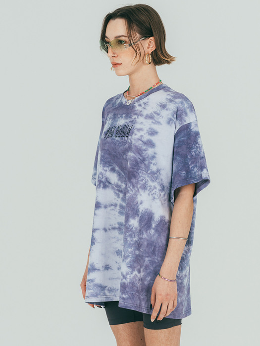 Tie Dye Logo Printing T-shirt (purple grey)