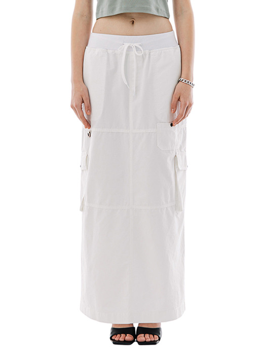 RIPSTOP BANDING CARGO LONG SKIRT [WHITE]