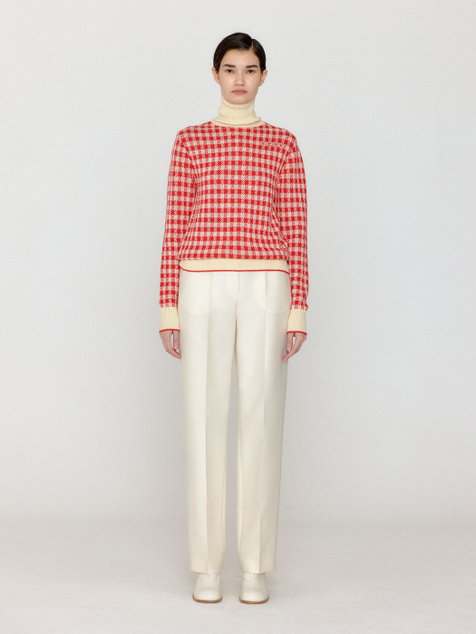 VINKY Gingham Check Knit Pullover - Red/Ivory