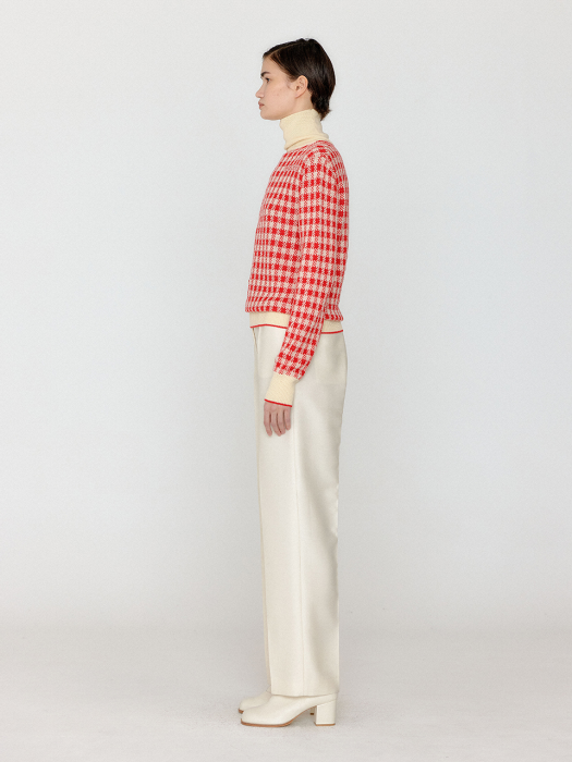 VINKY Gingham Check Knit Pullover - Red/Ivory