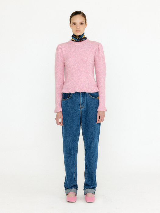 VLARY Flared Hem Knit Pullover - Light Pink