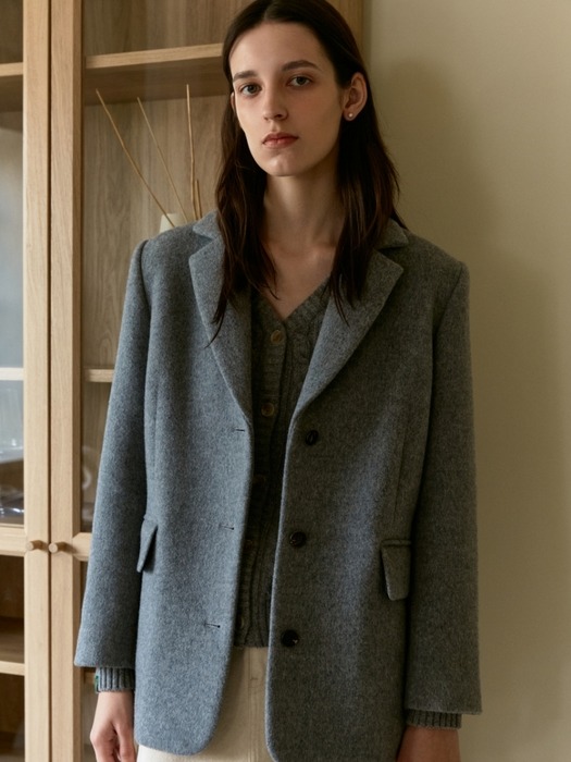wool half coat (melange gray)