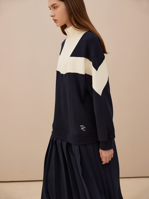 Color-block Pleats Sweat Dress_NV