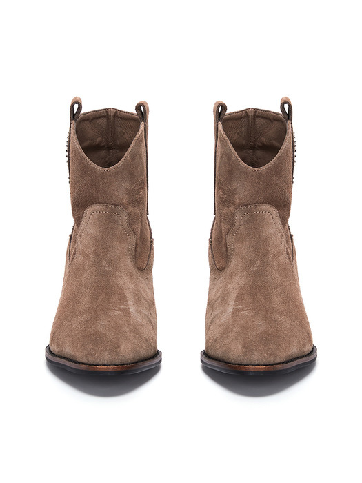 WESTERN ANKLE BOOTS IN KHAKI BROWN