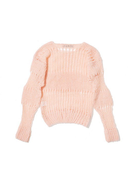 [EXCLUSIVE]IRREGULAR NETTED SWEATER, PINK