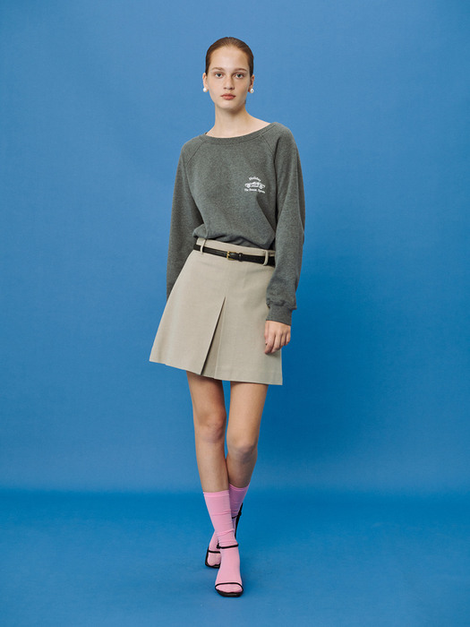 Wool Blended Pleated Skirt (BEIGE)