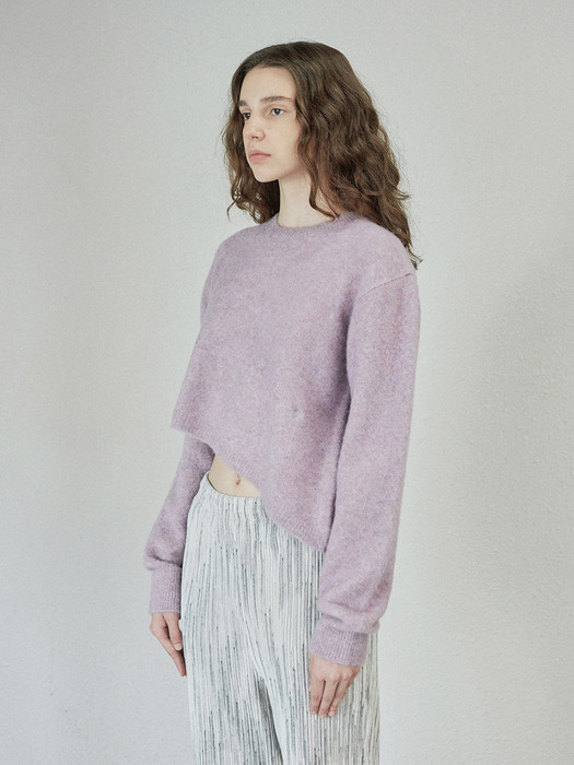 DIAGONAL LINE KNIT TOP (purple)