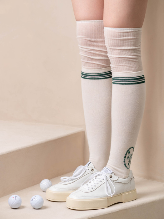 [no.601] green logo golf  knee-socks