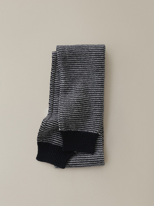 Caron stripe knit muffler (Dark navy)