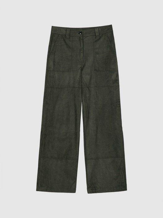 solid echo suede pants - d/olive