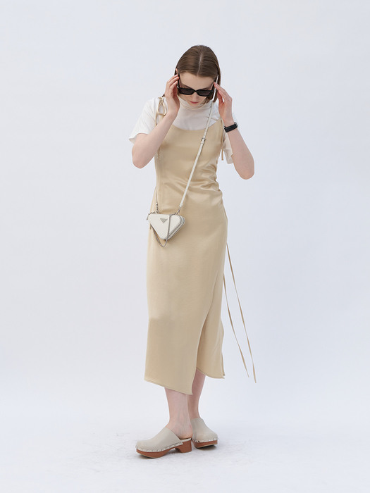 23 Spring_ Vintage Custard Side String Midi Dress   