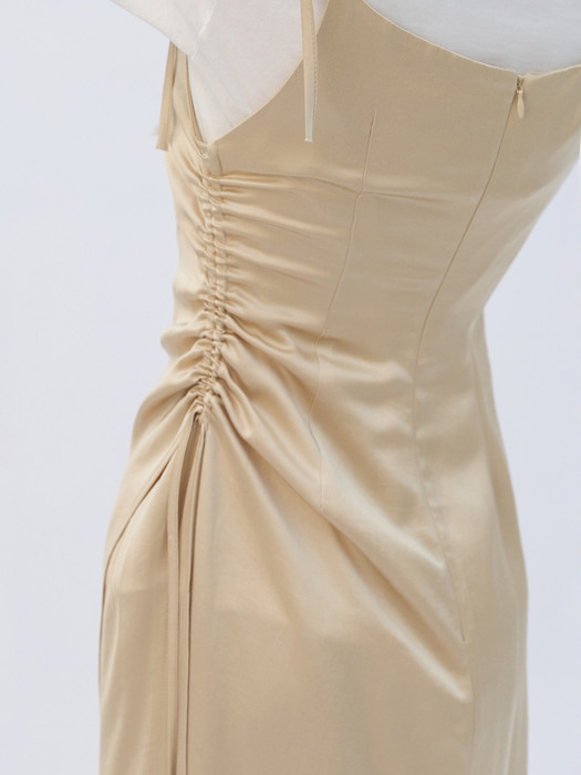 23 Spring_ Vintage Custard Side String Midi Dress   