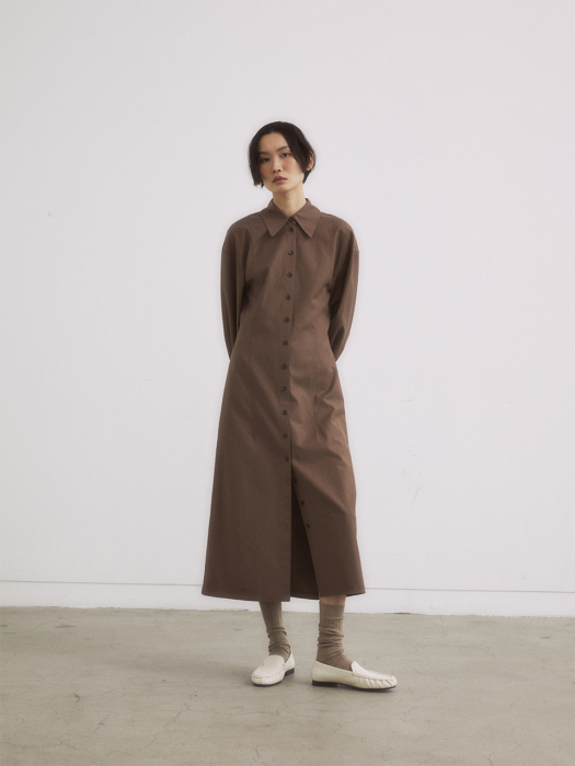 BROWN SLIM LINE SHIRTS DRESS