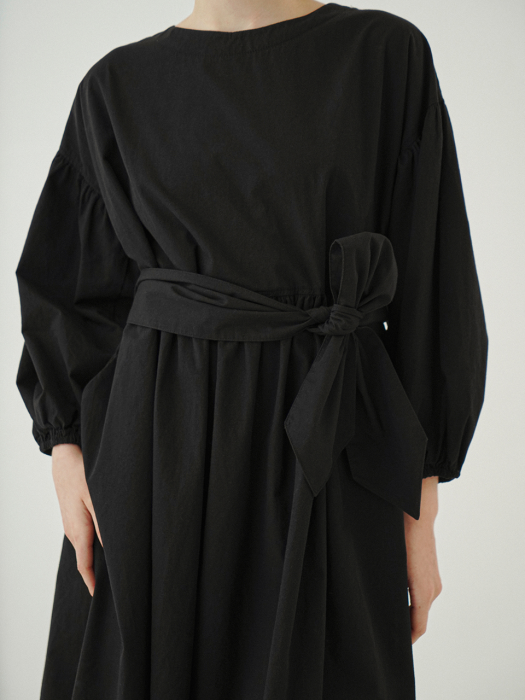 벌룬 드레스 (코튼) 블랙 231201SBK (벨트포함)