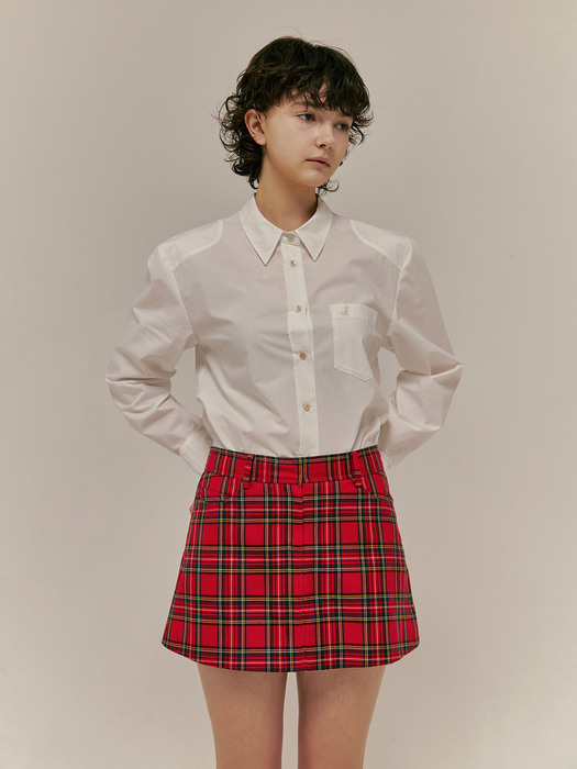 90s check mini skirt_red