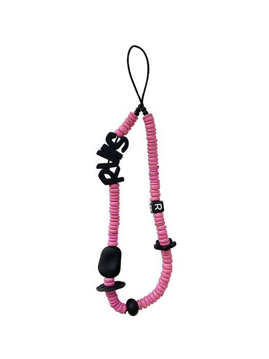 nature beads phone strap pink
