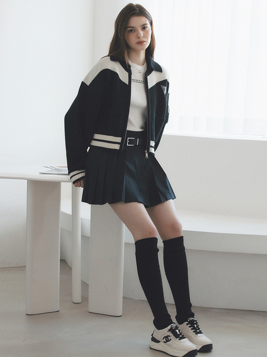 Belted Pleats Mini Skirt [3color]
