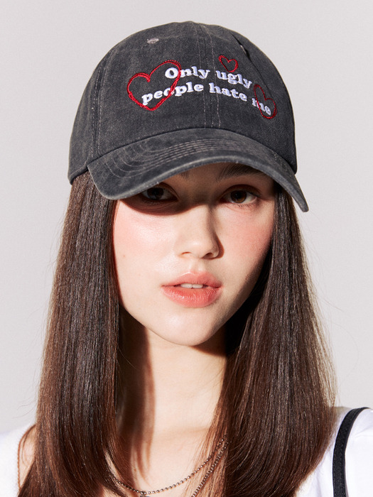 lotsyou_Only ugly people hate me Ball Cap Charcoal