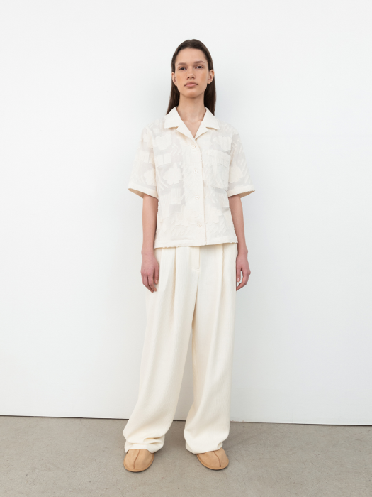 One Tuck Wide Pants_Ivory