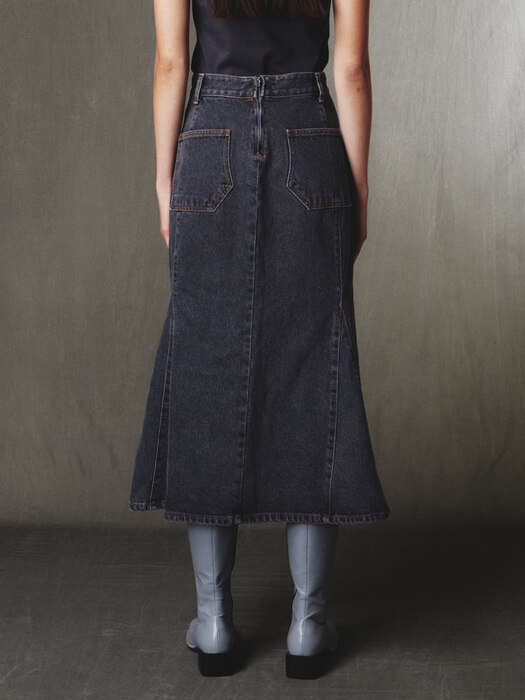 Denim Mermaid Skirt Charcoal