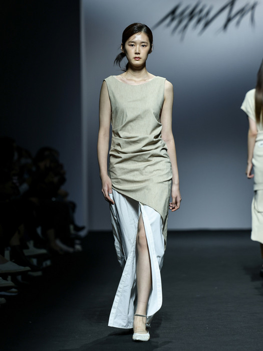 Linen unbalance sleeveless long dress