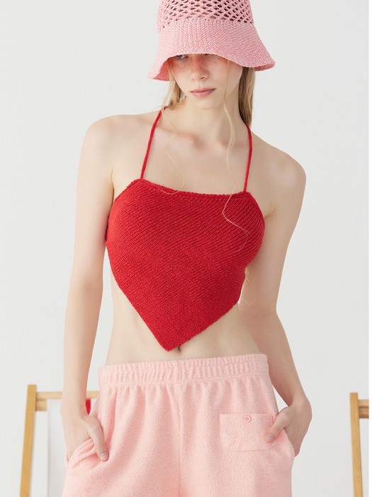 STRAP KNIT TOP (BIKINI)_Red